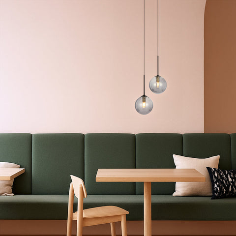 Gaston 2lt Pendant Black with Smoke Glass