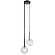 Gaston 2lt Pendant Black with Clear Prism Pattern Glass