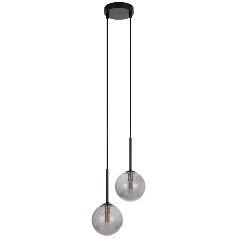 Gaston 2lt Pendant Black with Smoke Glass