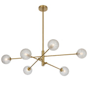 Gaston 6lt Pendant Antique Gold with Clear Prism Pattern Glass