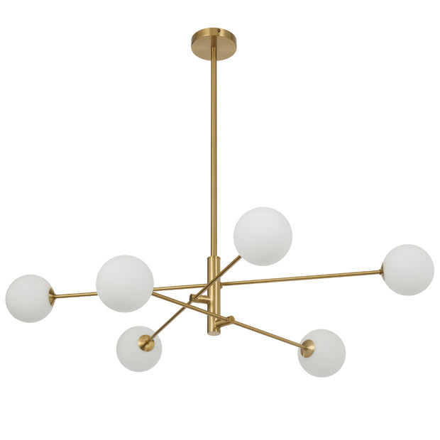 Gaston 6lt Pendant Antique Gold with Opal Glass