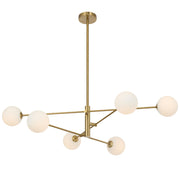 Gaston 6lt Pendant Antique Gold with Opal Glass