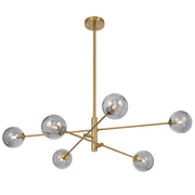 Gaston 6lt Pendant Antique Gold with Smoke Glass