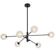 Gaston 6lt Pendant Black with Frost Tear Pattern Glass