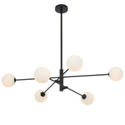 Gaston 6lt Pendant Black with Opal Glass