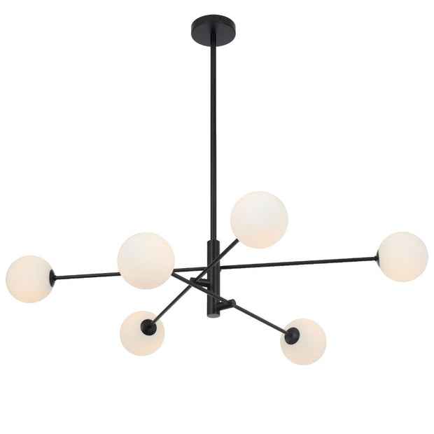 Gaston 6lt Pendant Black with Opal Glass