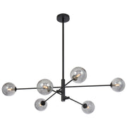 Gaston 6lt Pendant Black with Smoke Glass