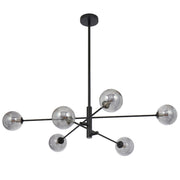 Gaston 6lt Pendant Black with Smoke Glass