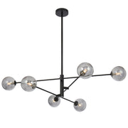 Gaston 6lt Pendant Black with Smoke Glass