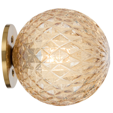 Gaston Wall Light Antique Gold with Amber Tear Pattern Glass