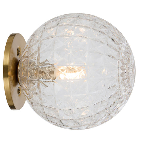 Gaston Wall Light Antique Gold with Clear Prism Pattern Glass