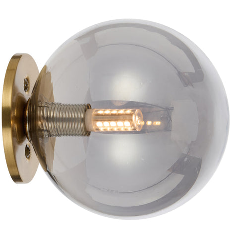 Gaston Wall Light Antique Gold with Smoke Glass