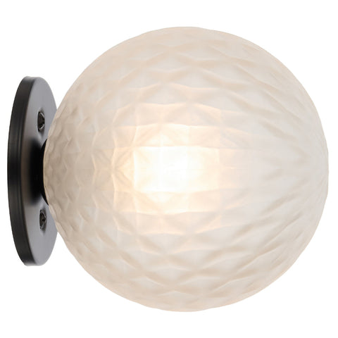 Gaston Wall Light Black with Frost Tear Pattern Glass