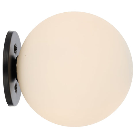 Gaston Wall Light Black with Opal Glass
