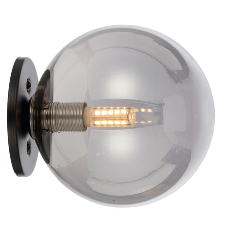 Gaston Wall Light Black with Smoke Glass