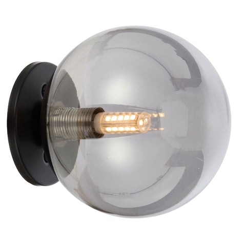 Gaston Wall Light Black with Smoke Glass