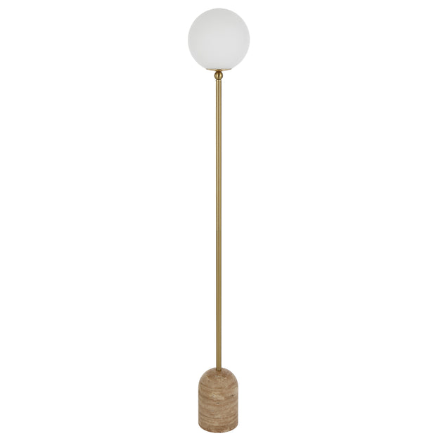 Gina Floor Lamp Natural Travertine, Antique Gold and Opal