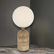 Gina Table Lamp Natural Travertine, Antique Gold and Opal