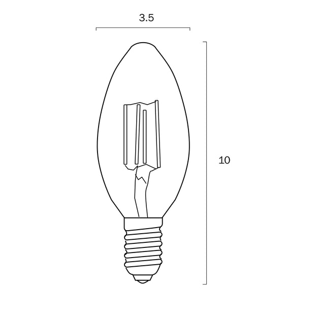 4w E14 LED 3000K Clear Filament Dimmable Candle Globe