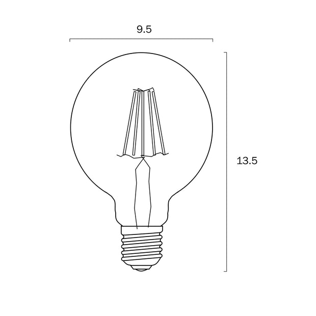 8w E27 LED 3000K Milk Filament Dimmable G95 Globe