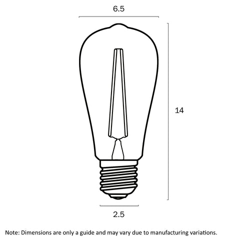 2w E27 LED 2400K Filament Clear Pear Globe