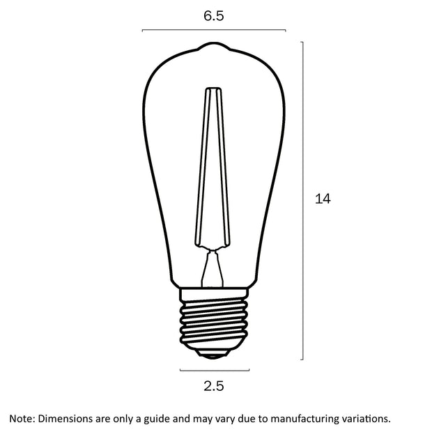 2w E27 LED 2400K Filament Clear Pear Globe