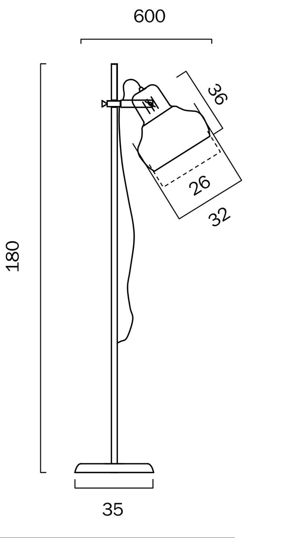 GRANDE Nickel 1800mm E27 Floor Lamp