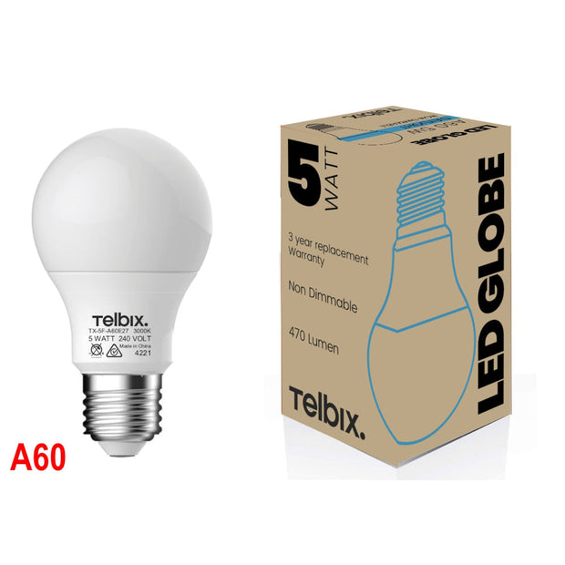 5w E27 LED 6000K A60 Opal Globe