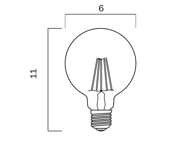 8w E27 LED 3000K Step Dimmable GLS Clear Globe