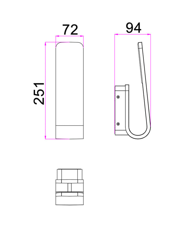 Hak 7w CCT LED IP65 Hook Wall Light Dark Grey