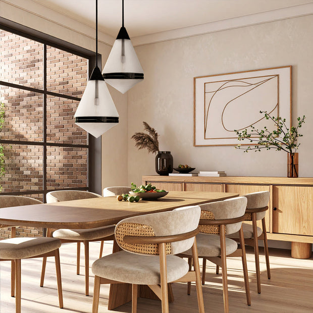 Harnon 1LT Pendant Black Matt / Textured Clear Glass E27