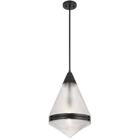 Harnon 1LT Pendant Black Matt / Textured Clear Glass E27