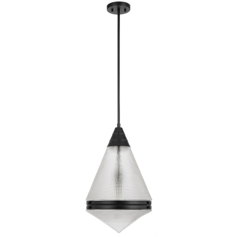 Harnon 1LT Pendant Black Matt / Textured Clear Glass E27