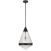 Harnon 1LT Pendant Black Matt / Textured Clear Glass E27