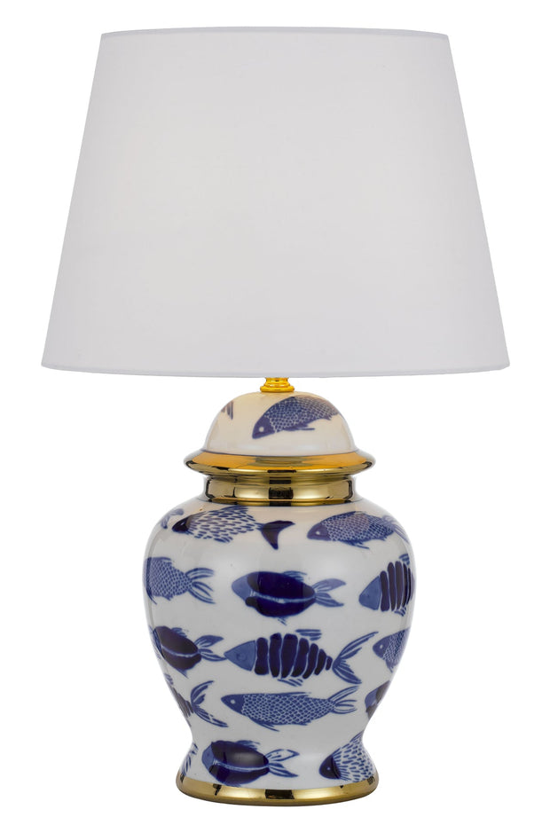 Hendo Table Lamp Blue, White and Gold