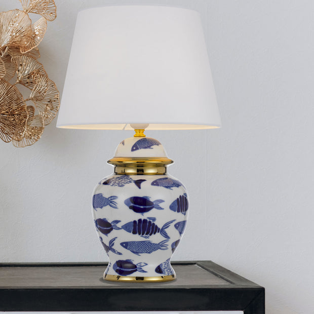 Hendo Table Lamp Blue, White and Gold