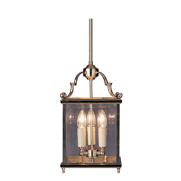 HL3-GB-AN Charles 3lt Square Lantern Pendant Antique Nickel with Bevelled Glass