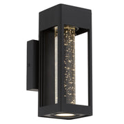 Hollis 25 10W 3000K LED IP43 Exterior Wall Light Black Sand with Seed Glass