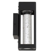 Hollis 25 10W 3000K LED IP43 Exterior Wall Light Black Sand with Seed Glass