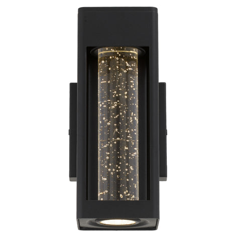 Hollis 25 10W 3000K LED IP43 Exterior Wall Light Black Sand with Seed Glass