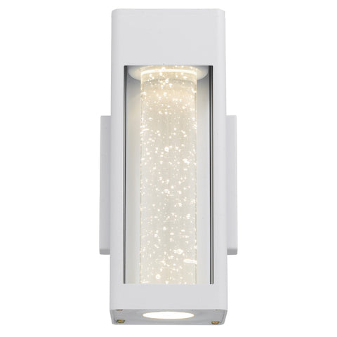 Hollis 25 10W 3000K LED IP43 Exterior Wall Light White Sand with Seed Glass