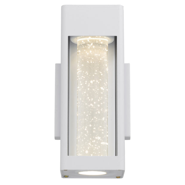 Hollis 25 10W 3000K LED IP43 Exterior Wall Light White Sand with Seed Glass