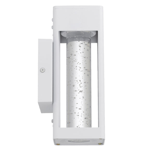 Hollis 25 10W 3000K LED IP43 Exterior Wall Light White Sand with Seed Glass