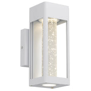 Hollis 25 10W 3000K LED IP43 Exterior Wall Light White Sand with Seed Glass