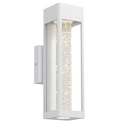 Hollis 35 10W 3000K LED IP43 Exterior Wall Light White Sand with Seed Glass