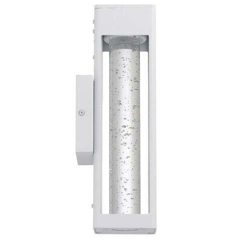 Hollis 35 10W 3000K LED IP43 Exterior Wall Light White Sand with Seed Glass