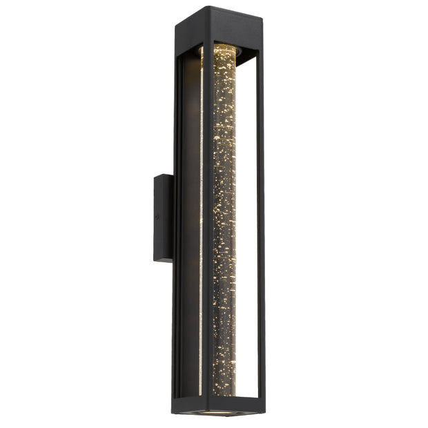 Hollis 55 10W 3000K LED IP43 Exterior Wall Light Black Sand with Seed Glass