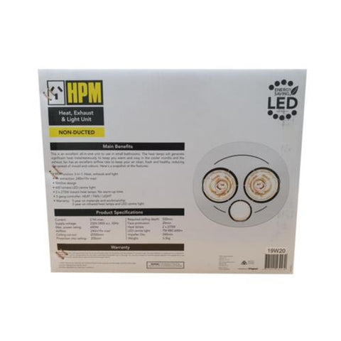 Instant Heat 3-in-1 Heat, Exhaust Fan and Light Non-Ducted WHITE