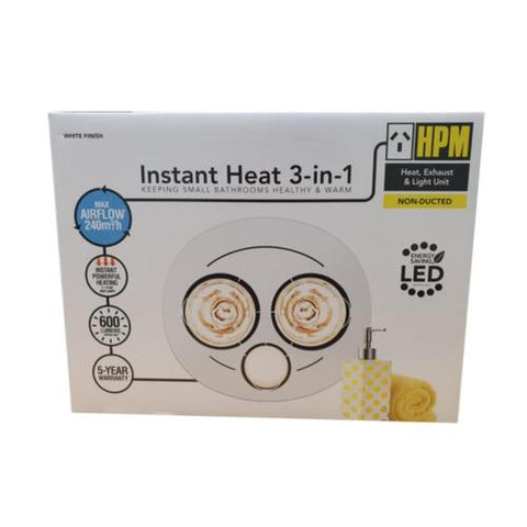 Instant Heat 3-in-1 Heat, Exhaust Fan and Light Non-Ducted WHITE