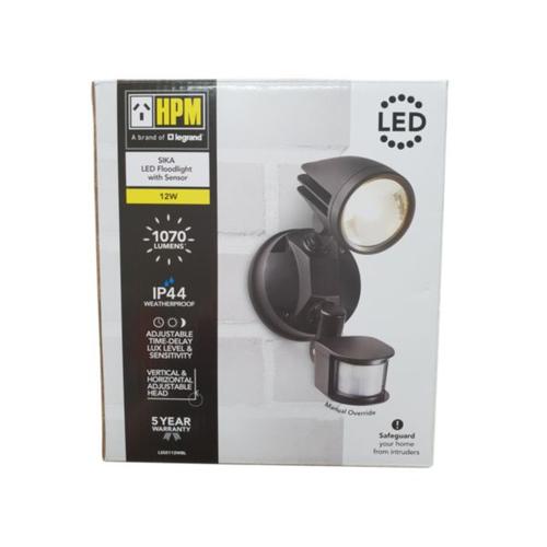 HPM SIKA 11.5W 1070lm LED Cool White Spot Light with PIR Sensor Black